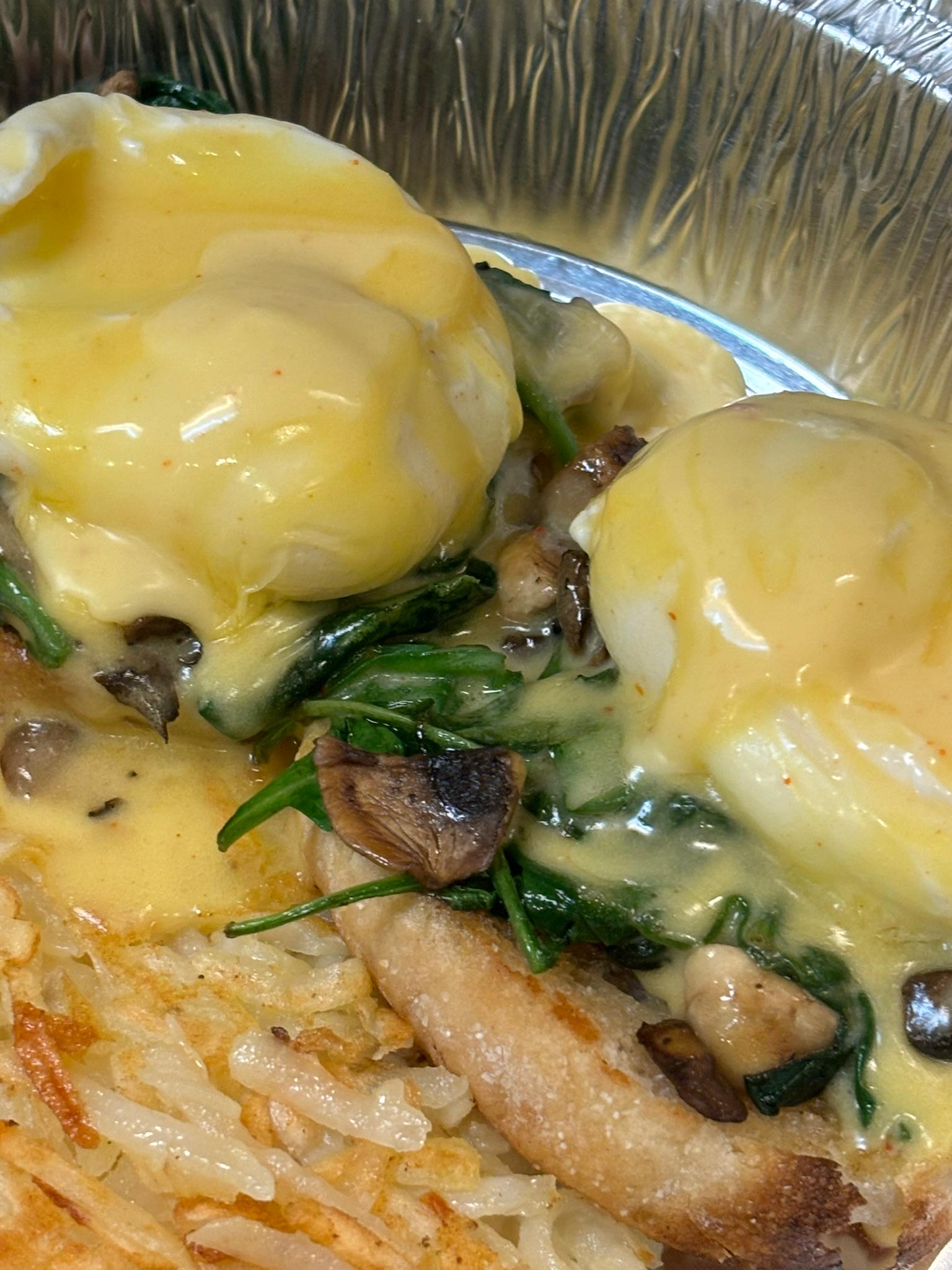 Baby Spinach and Sauteed Mushroom Benedict