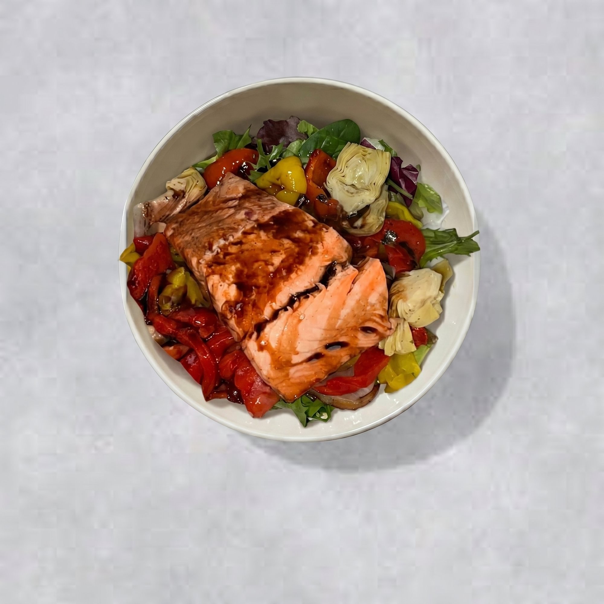 Poached Salmon Spinach Salad