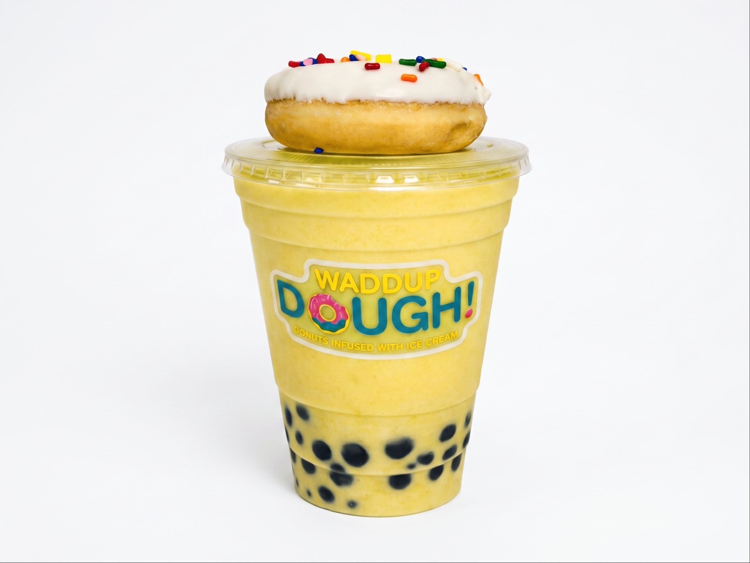 Pineapple Shake w/ Boba + Donut