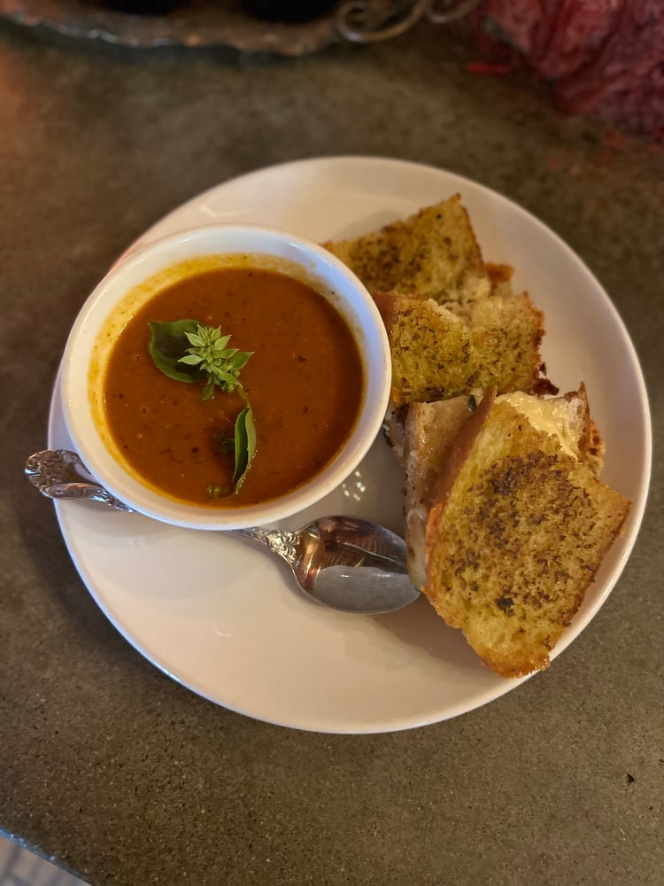 Vegetarian After-School Special Sandwich Comes with Tomato Soup and Another Side