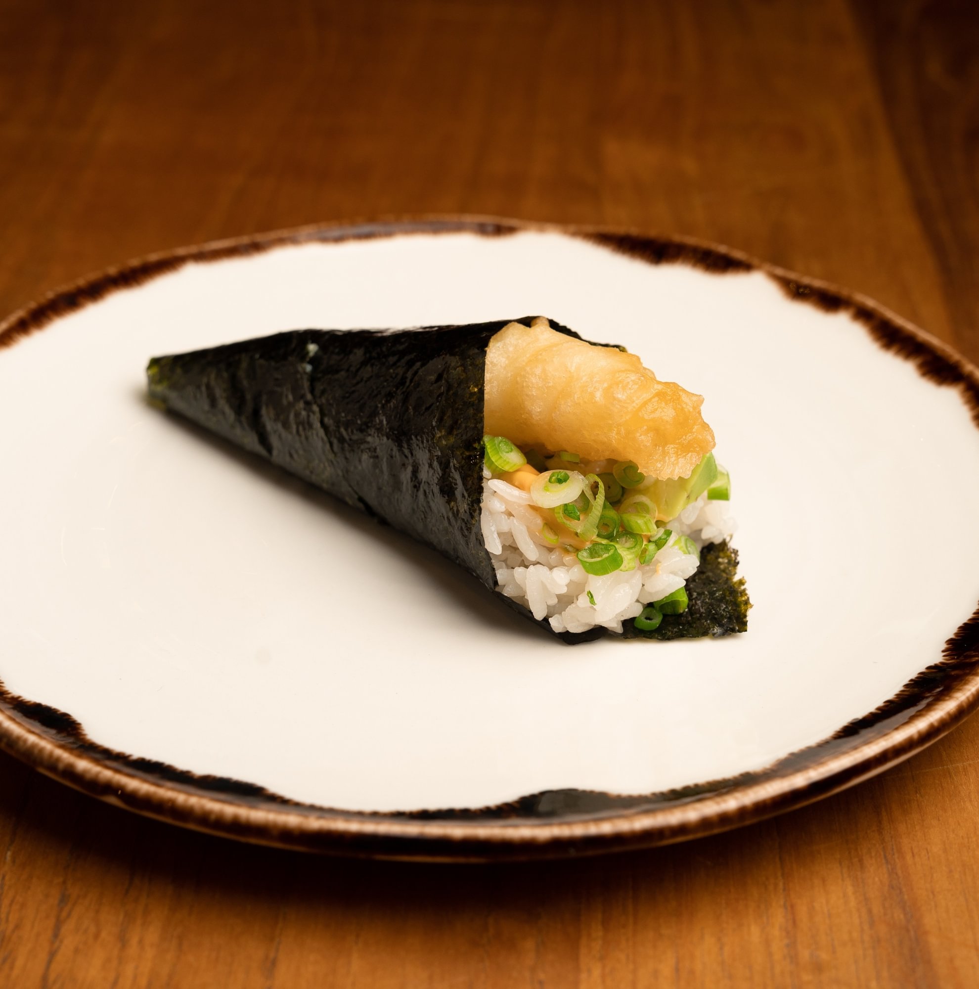 Shrimp tempura hand roll