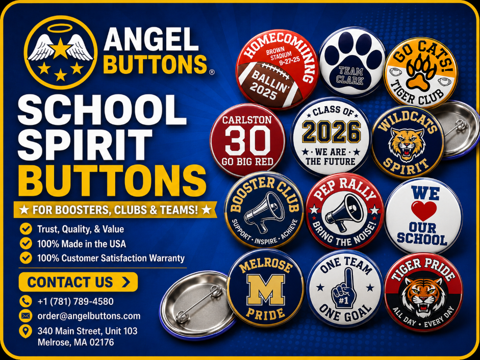School Spirit Buttons and Booster Buttons