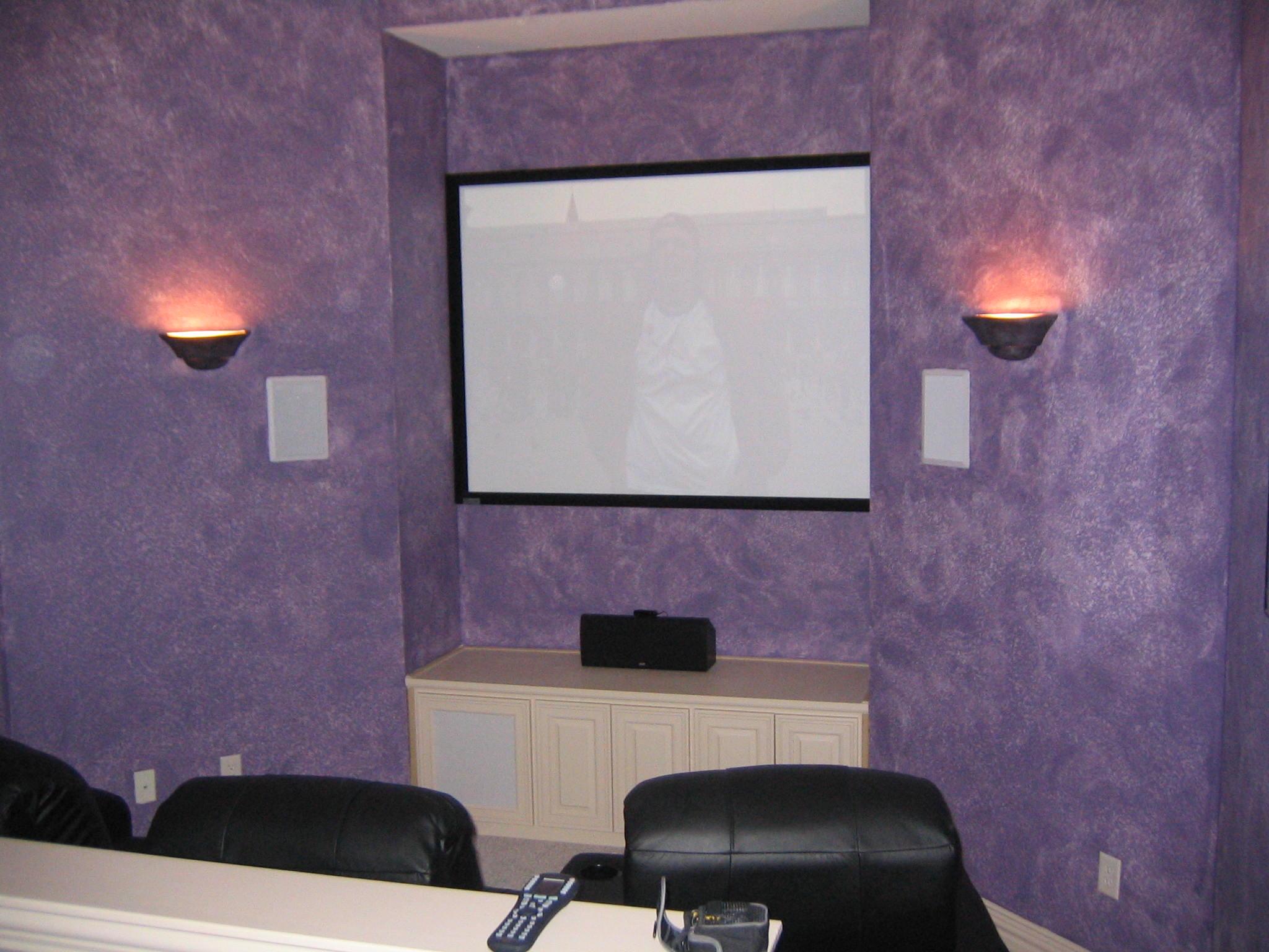 Klipsch RW-5802 in-wall 5.1 surround sound, projector and screen.