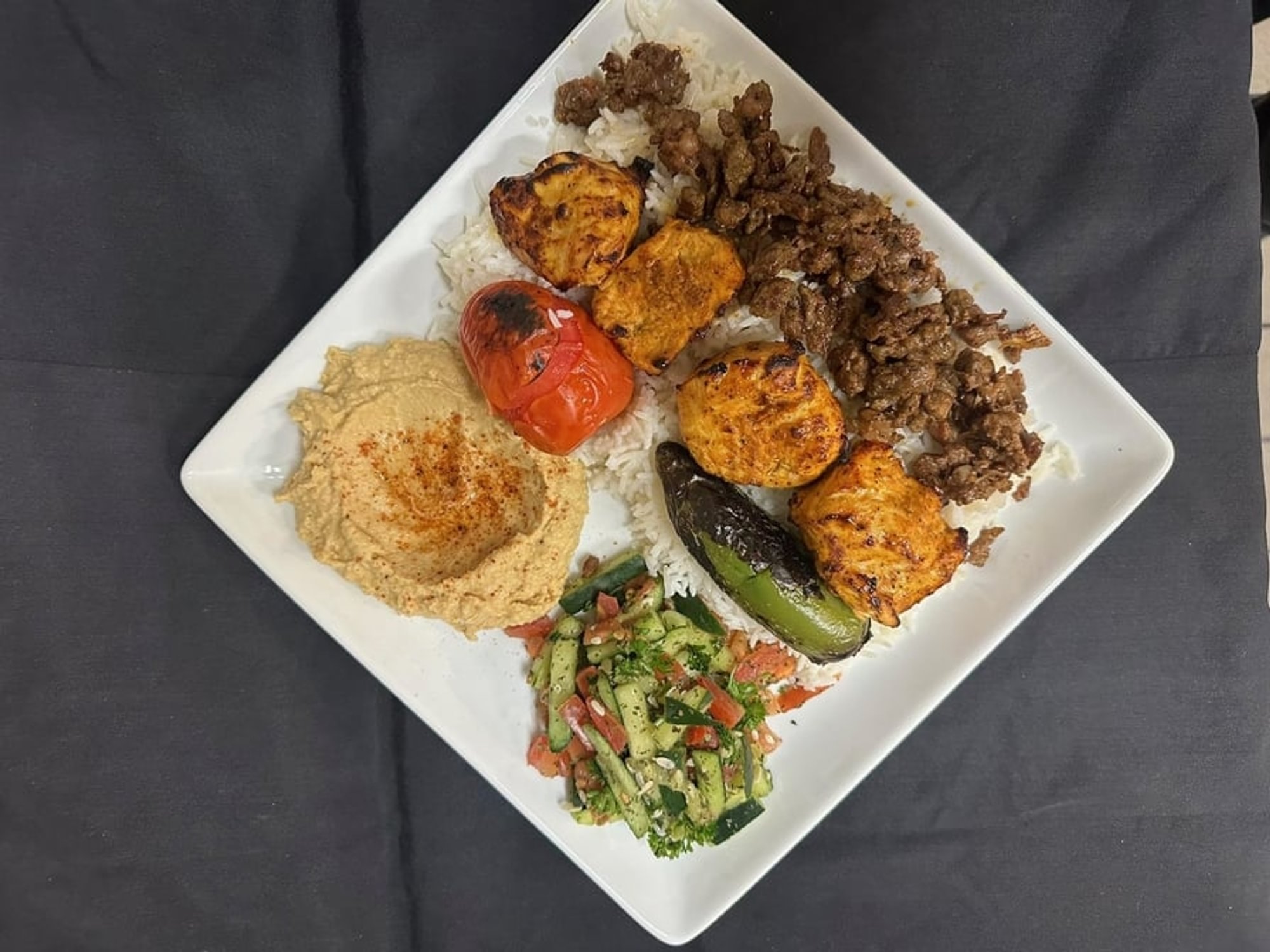 9. Chicken Kebab & Beef Shawarma Combo Plate