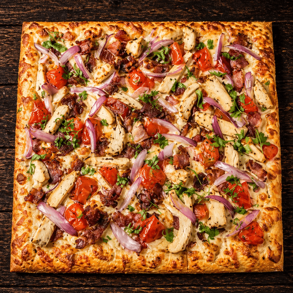 Chicken Bacon Ranch Square Pie Pizza