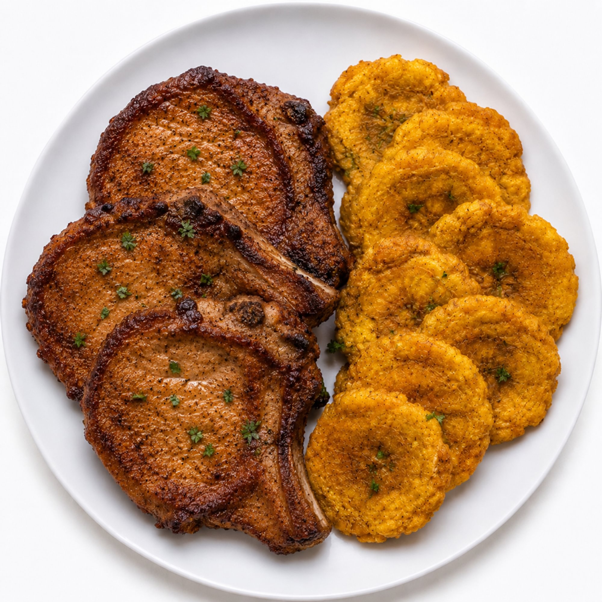 Chuleta con Tostones