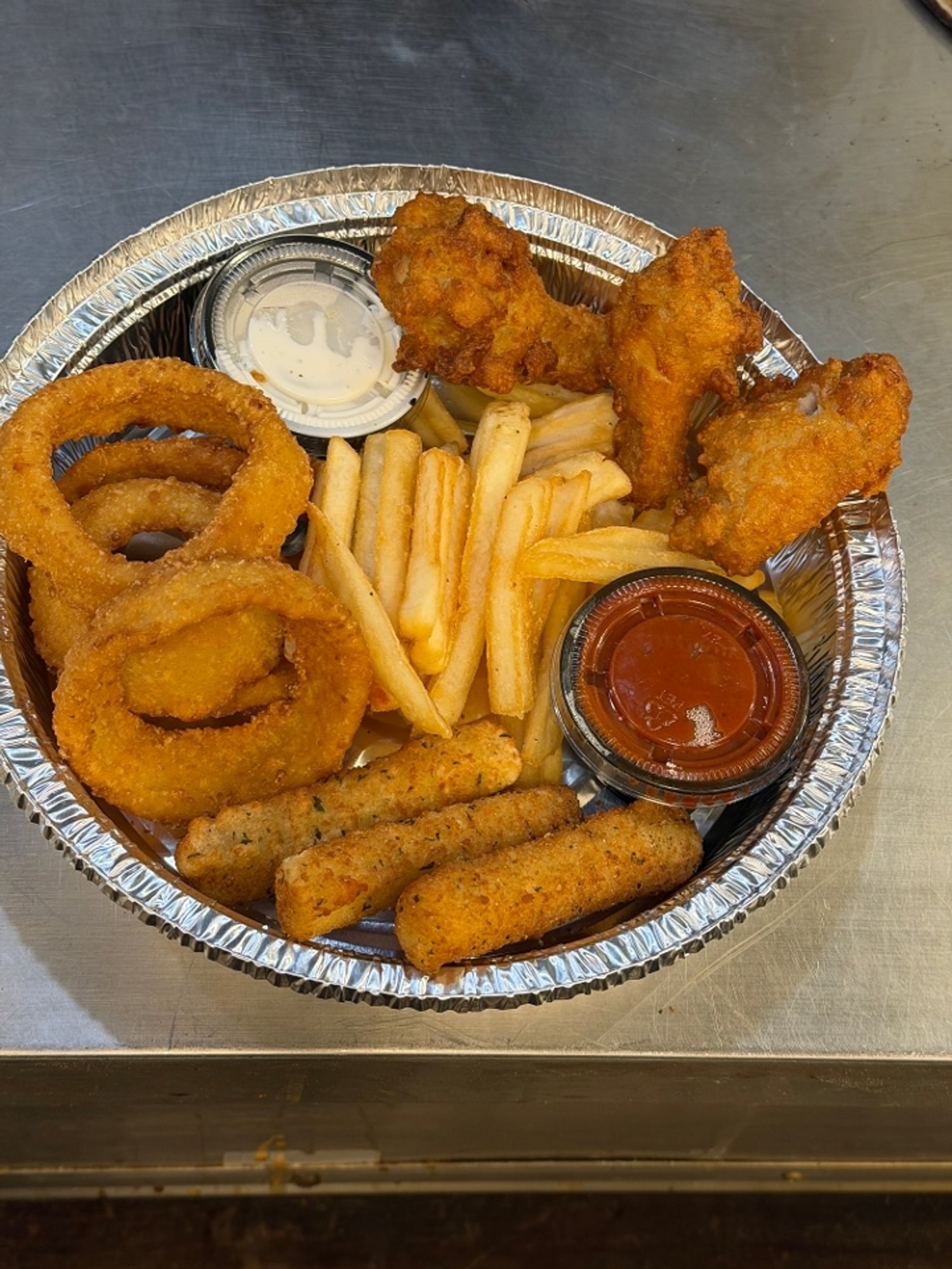 Appetizer Sampler (Wings, Onion Rings, Mozz Sticks, FF)