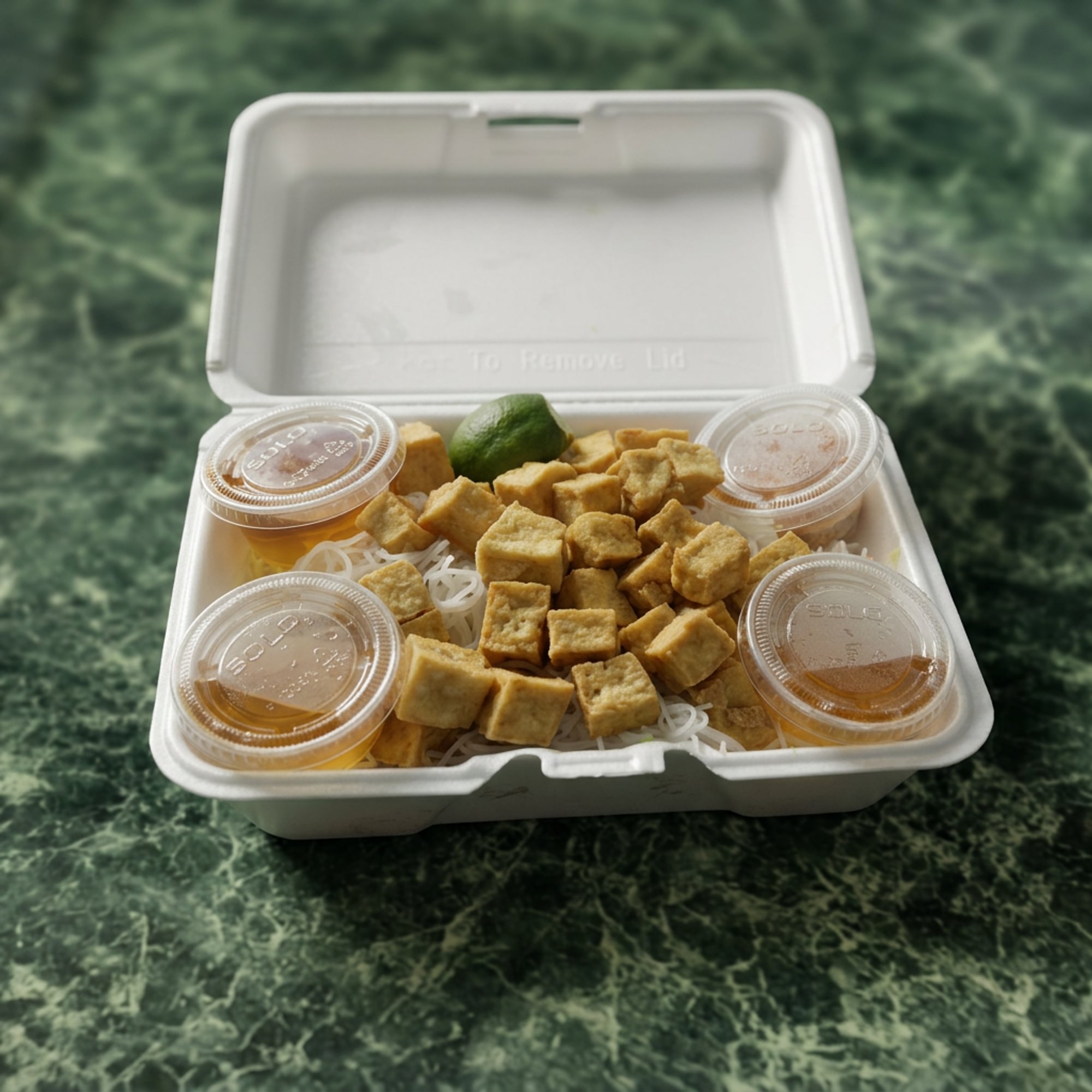 Fried Tofu on Vermicelli