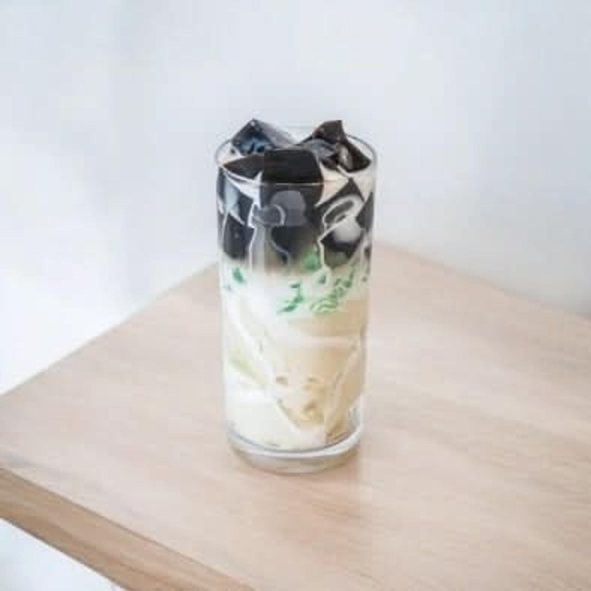 Soy Pudding w/ Grass Jelly & Basil Seed