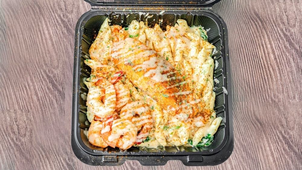 Salmon & shrimp pasta