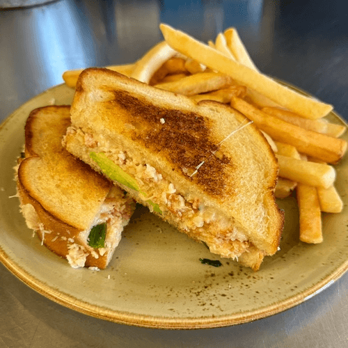 Grilled Crab, Avocado & Swiss Sandwich with Choice of Side