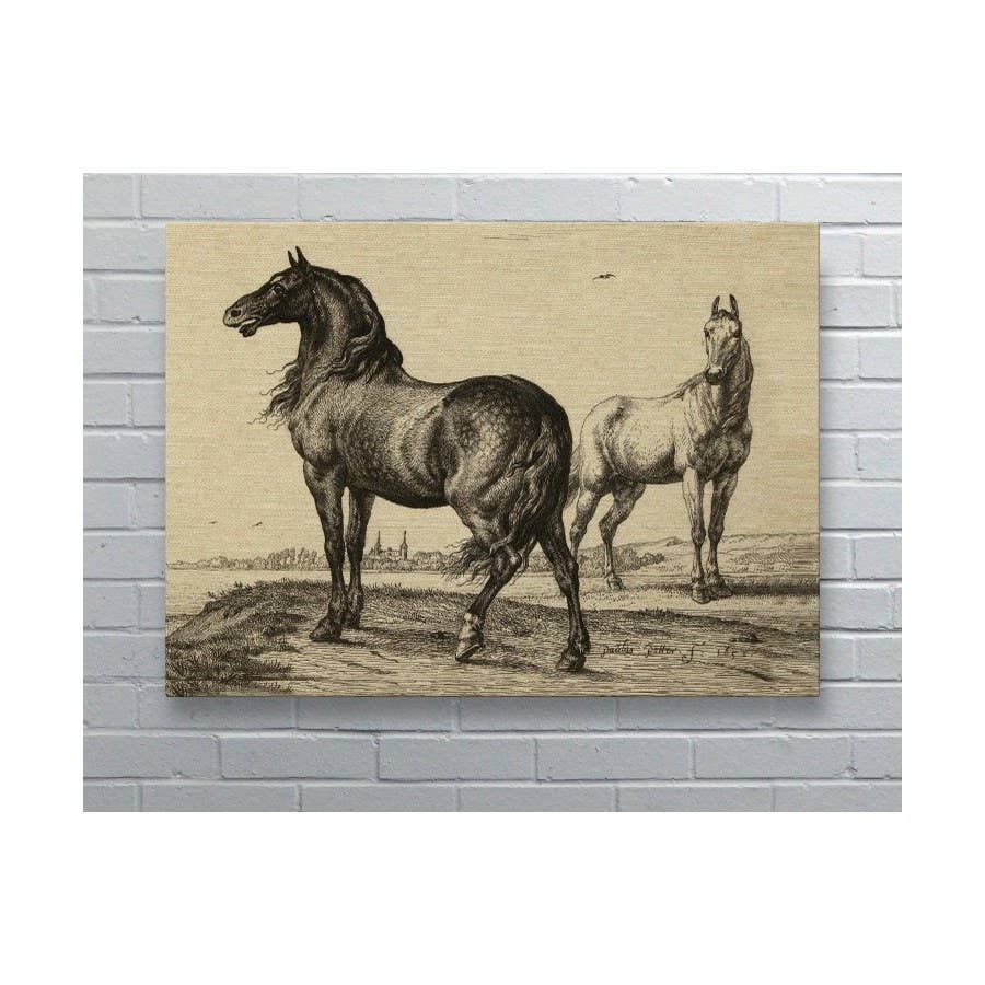 Horse Landscape Fabric Gallery Wrapped Wall Art: 18"x12"