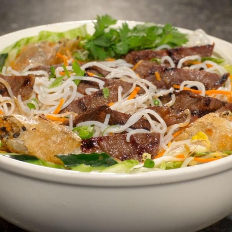 Grilled Beef with Egg Rolls (Bun Bo Nuong Cha Gio)