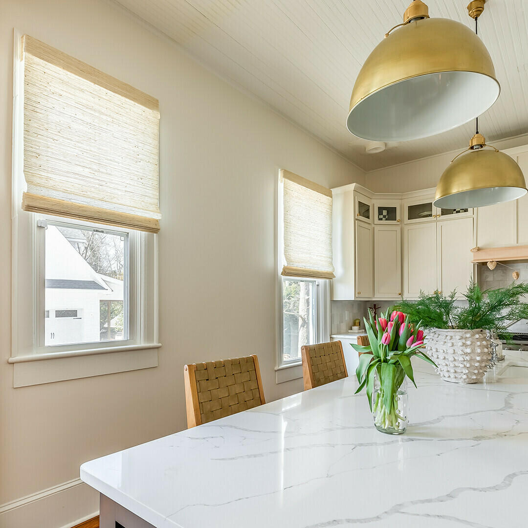 Woven shades in a kitchen