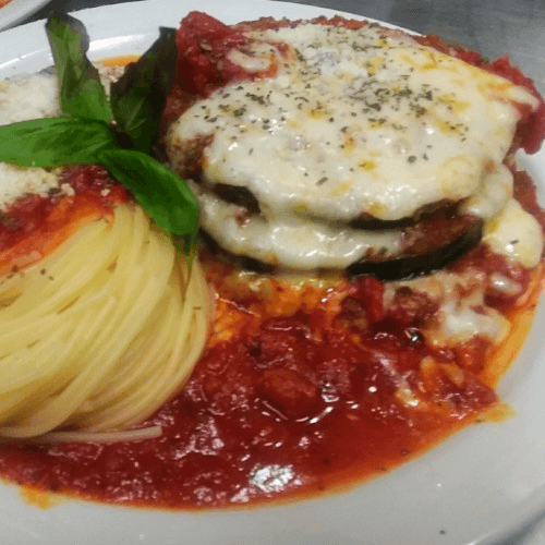 EGGPLANT PARMIGIANA WITH PASTA ENTRÉE