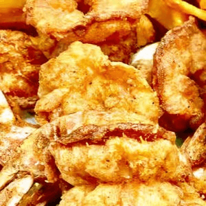 Southern Crispy Shrimp with Onion Rings or Fries