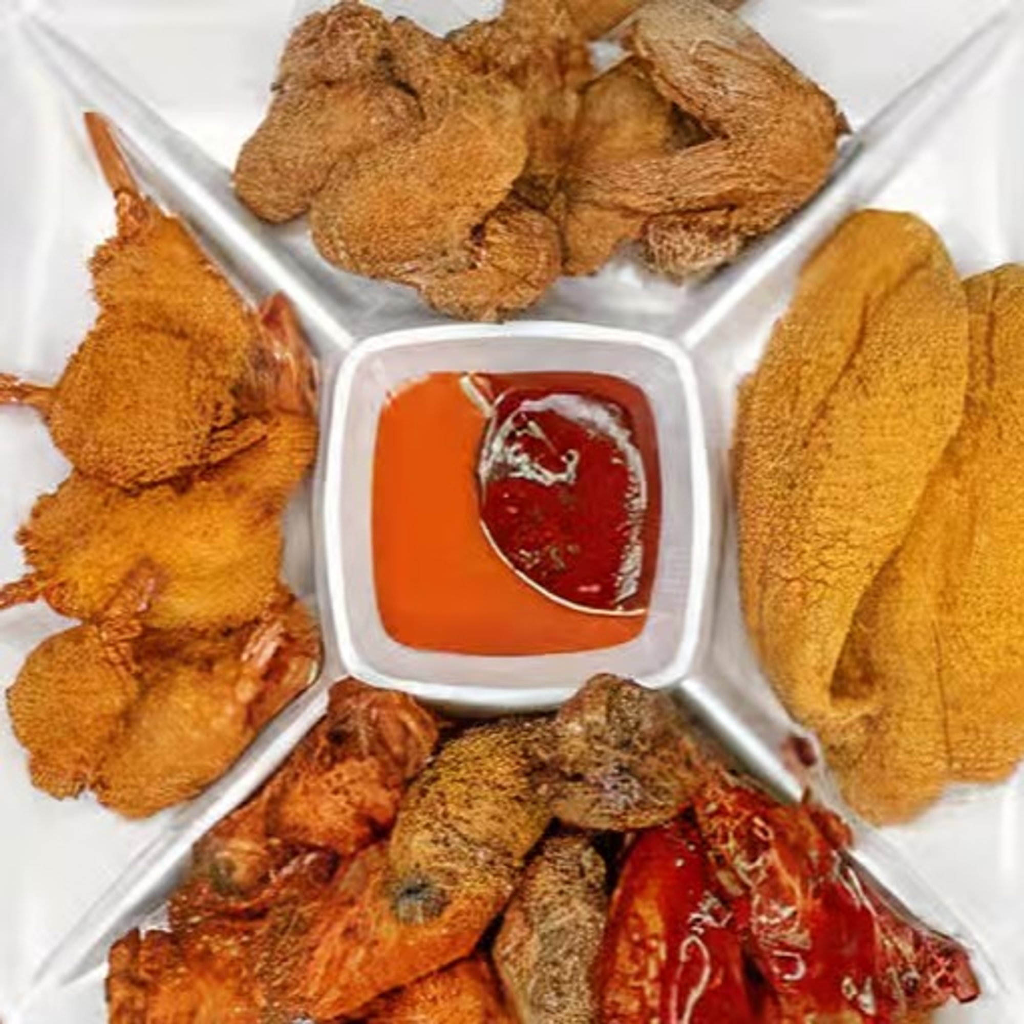 2 Pcs Fish (Catfish or Cod, Swai or White Fish), 20 Large Shrimp or 10 Jumbo Shrimp with Fries