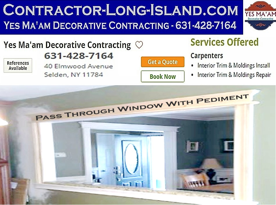 Pass Through Window with Pediment | 631-428-7164 | Contractor Long Island