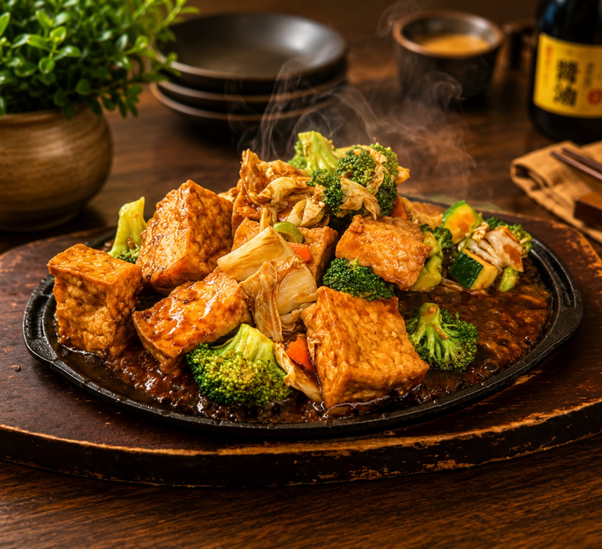 Tofu with Vegetables in Hot Plate / 铁板豆腐