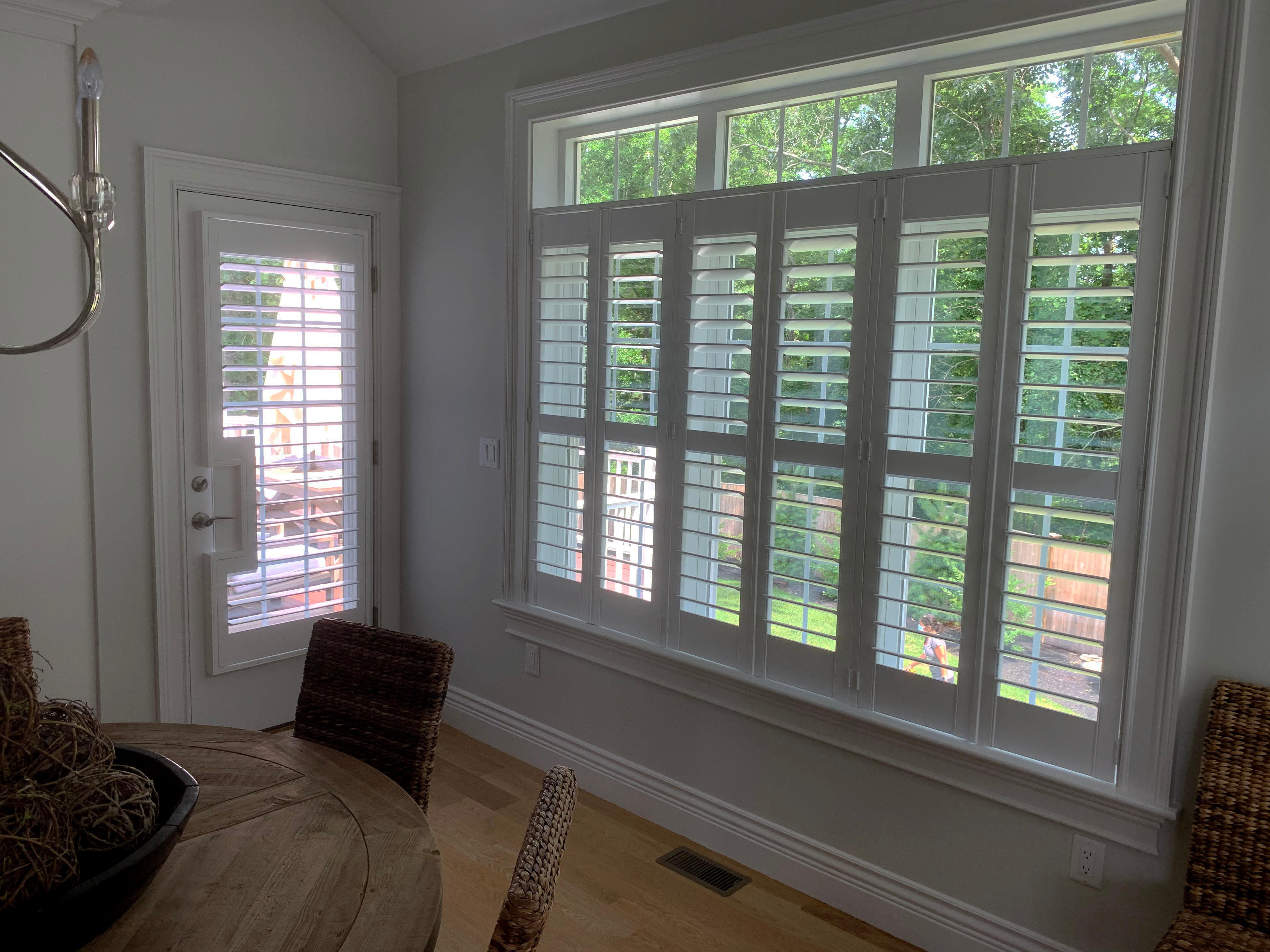Composite shutters stand up to high humidity areas and effectively resist fading and cracking due to their synthetic materials.