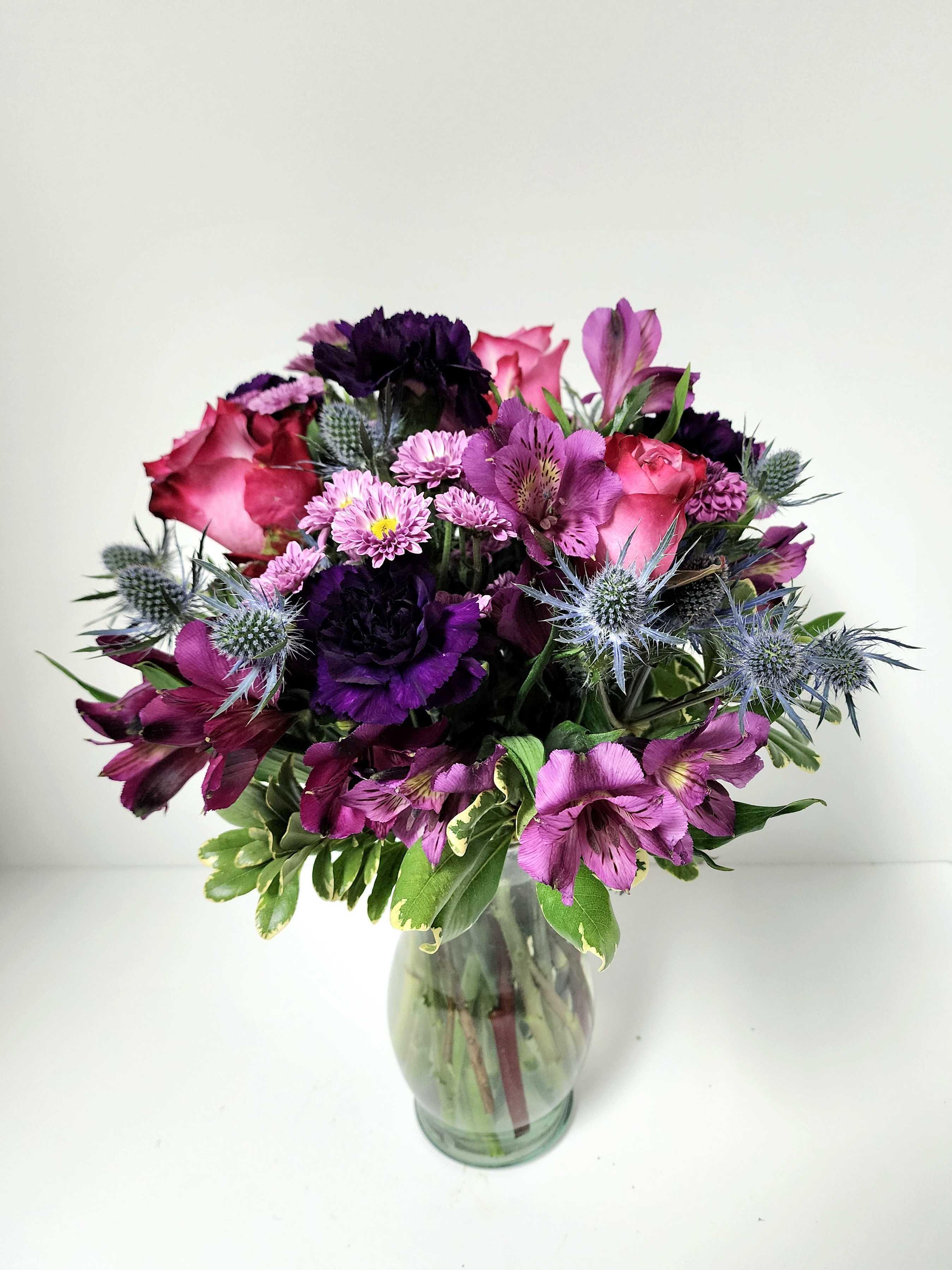 pink wildflower bouquet arrangement by Country Greenery at The Galleria