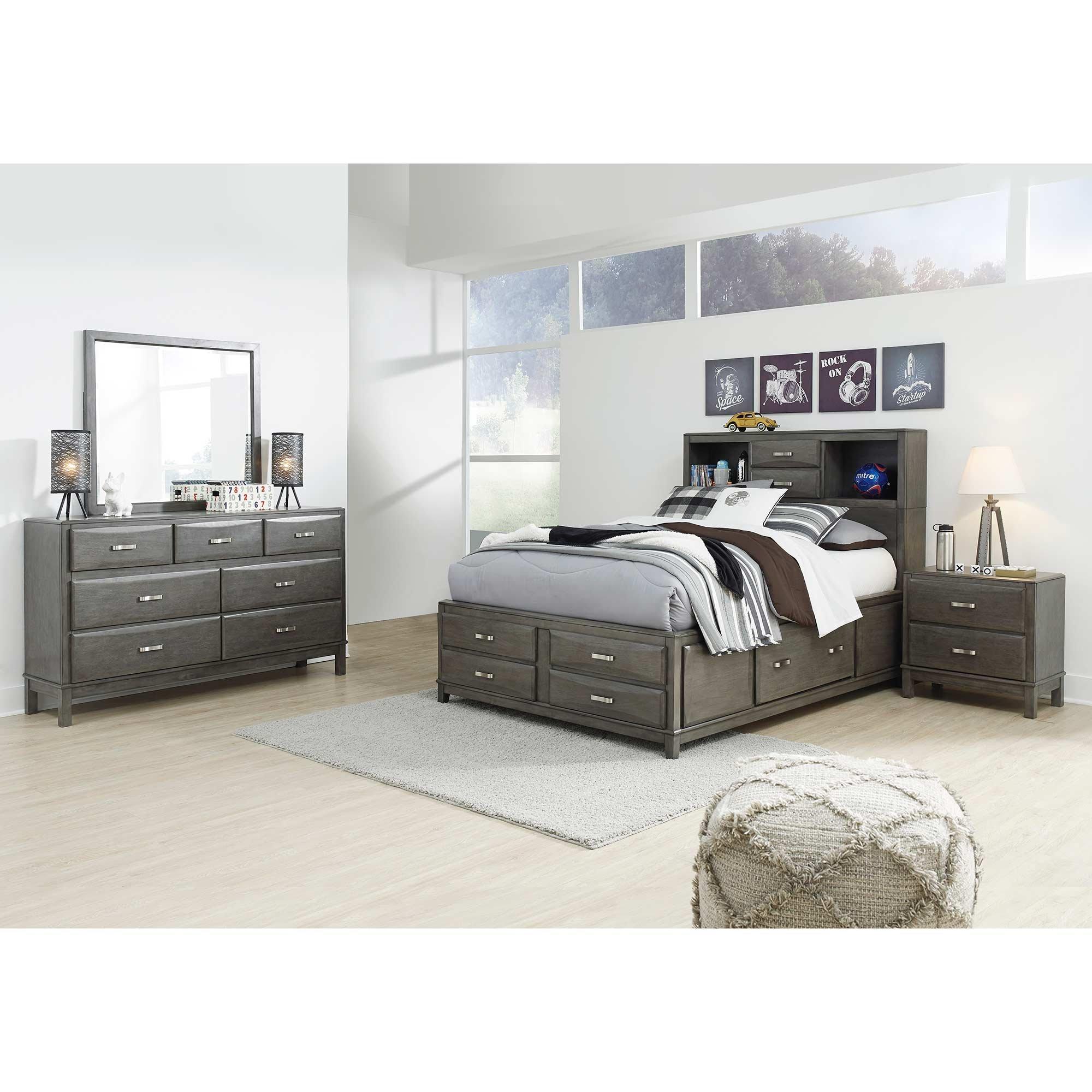 Full Caitbrook Bed w/Dresser, Mirror, Nightstand