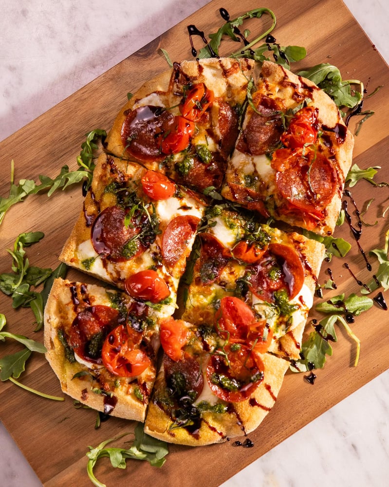 Caprese Flatbread Beef Pepperoni