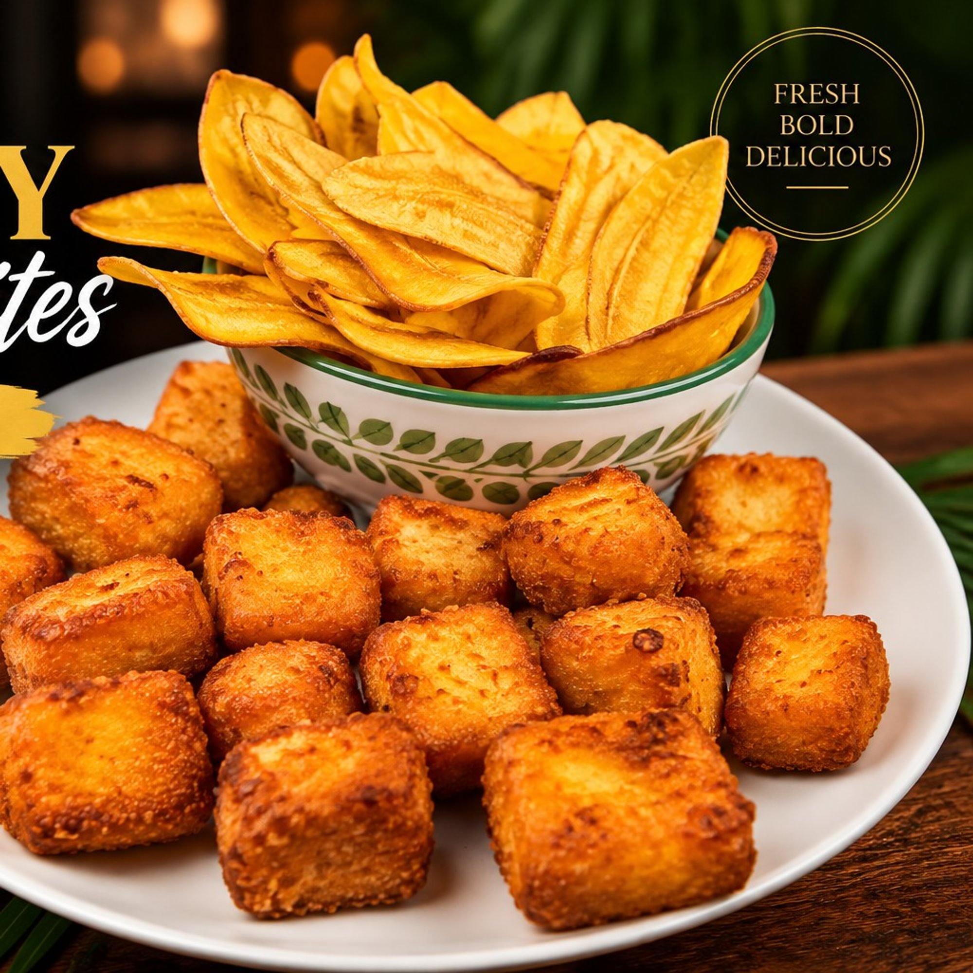 Fried Plantain Chips with Cheese