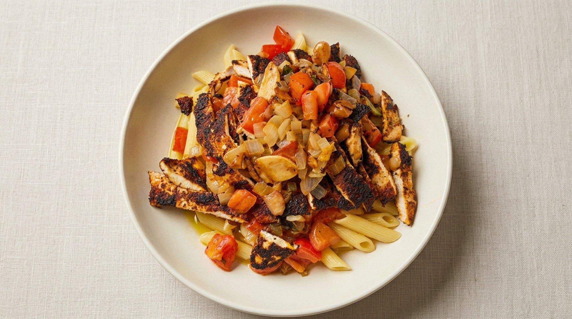 Blackened Chicken Over Penne
