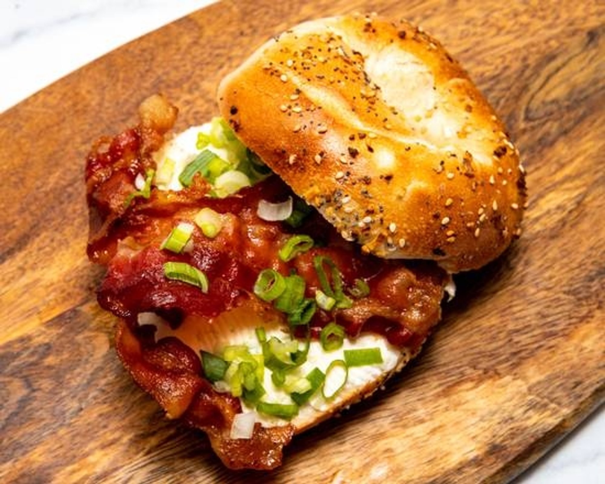 Flavored Cc with Bacon on a Bagel