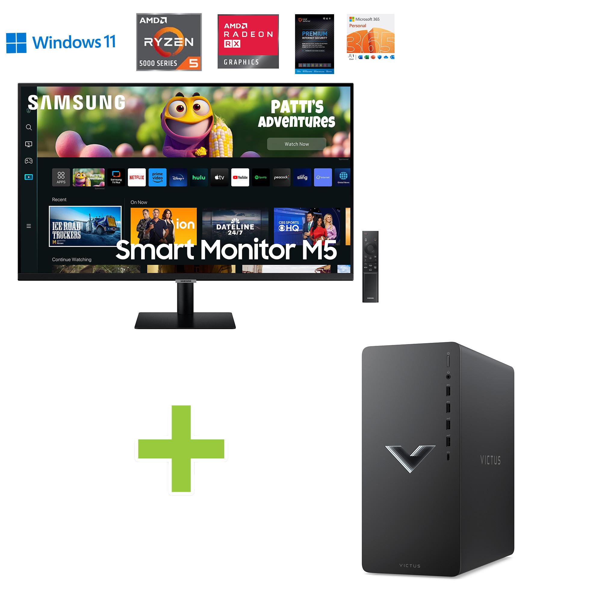 HP Victus Gaming Desktop w/ 32" FHD Smart Monitor, Total Defense Internet Security v. 11, & Microsof