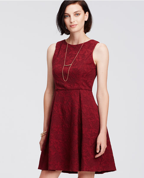 Floral Jacquard Flare Dress