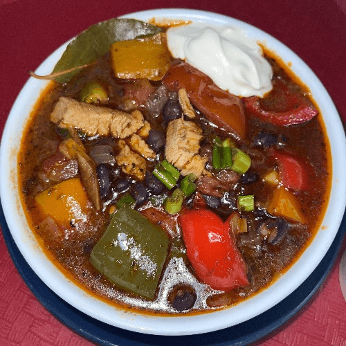 Black Bean Chicken Chili with Sour Cream Soup