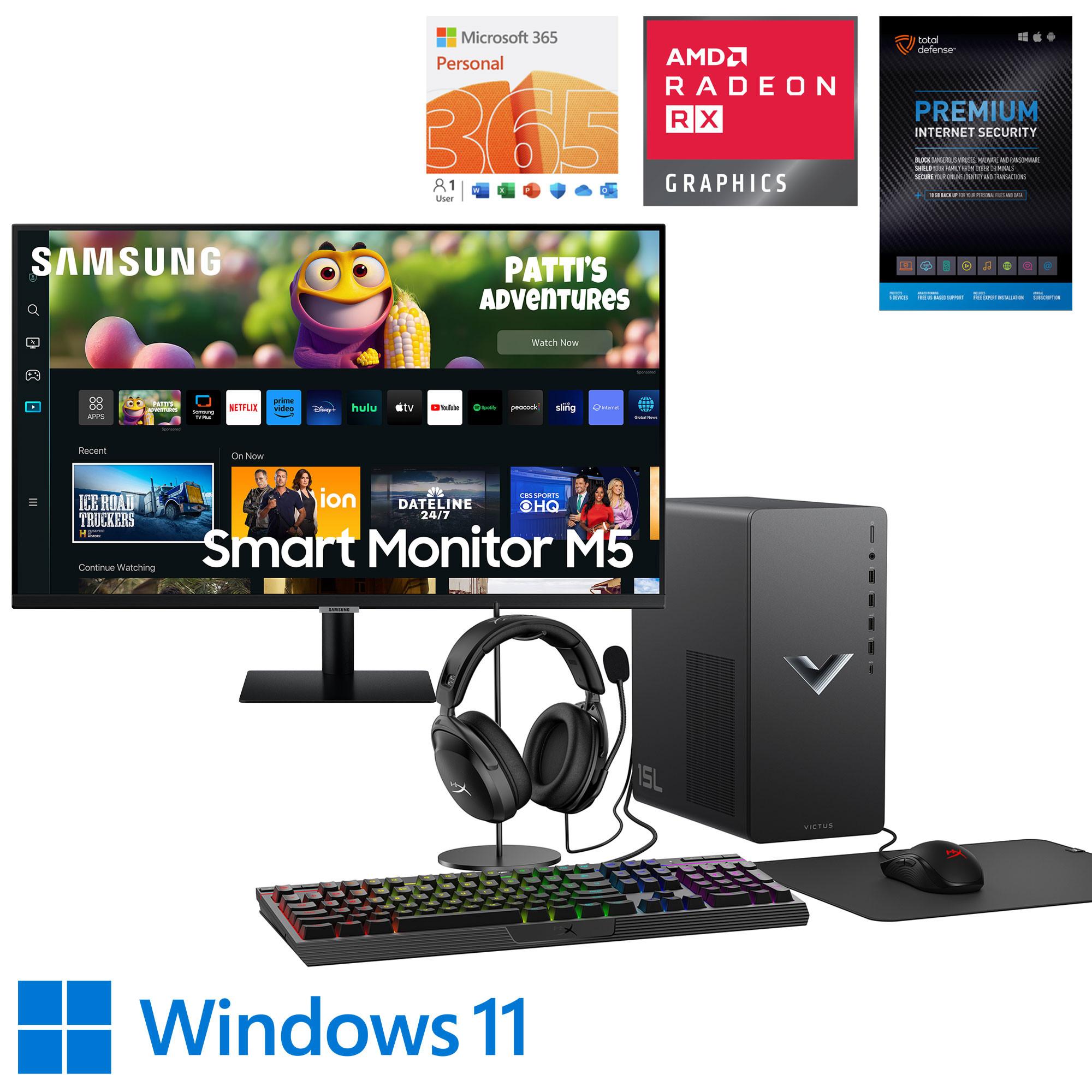 HP Victus Gaming Desktop w/ 32" MonItor, Total Defense Internet Security & Microsoft 365