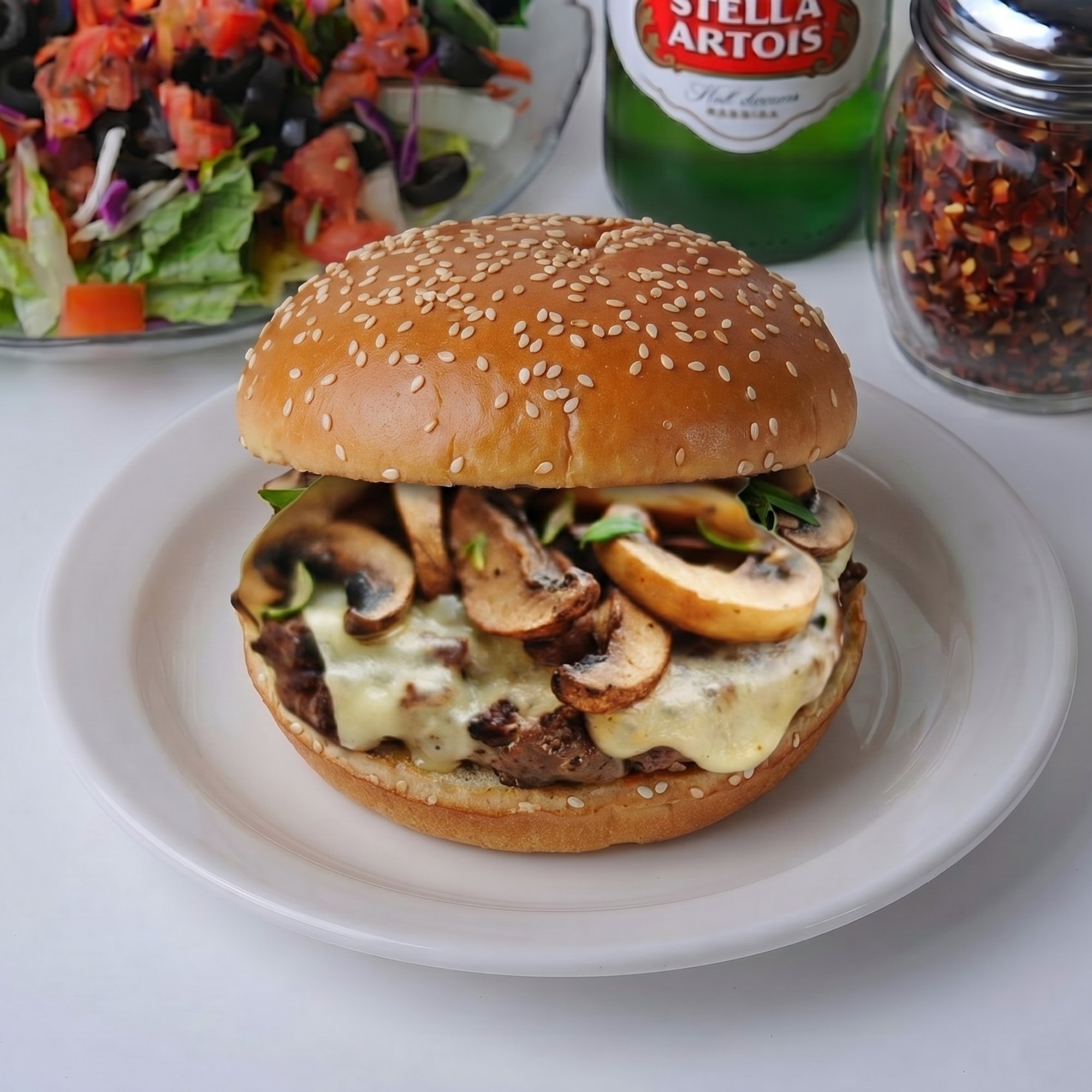 Swiss, Bacon & Mushroom Burger