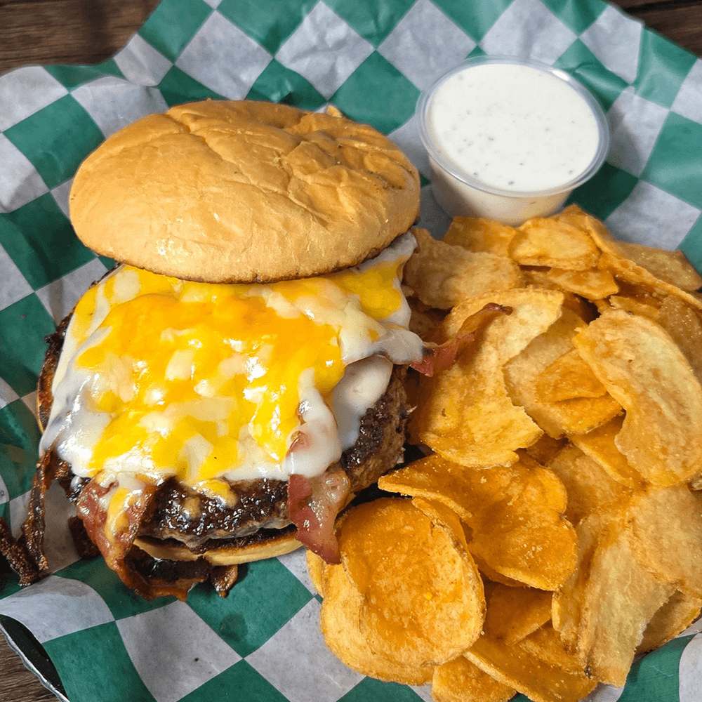 Three Cheese Bacon Burger