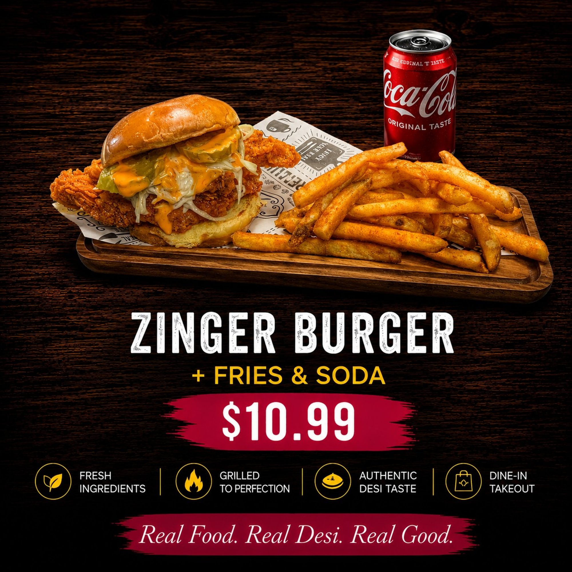 Burger + Fries + Can Soda