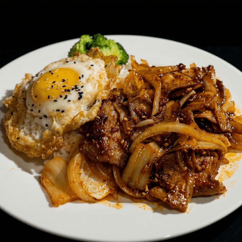 Korean Kimchi & Pork Over Rice 韩式辣炒猪肉盖饭