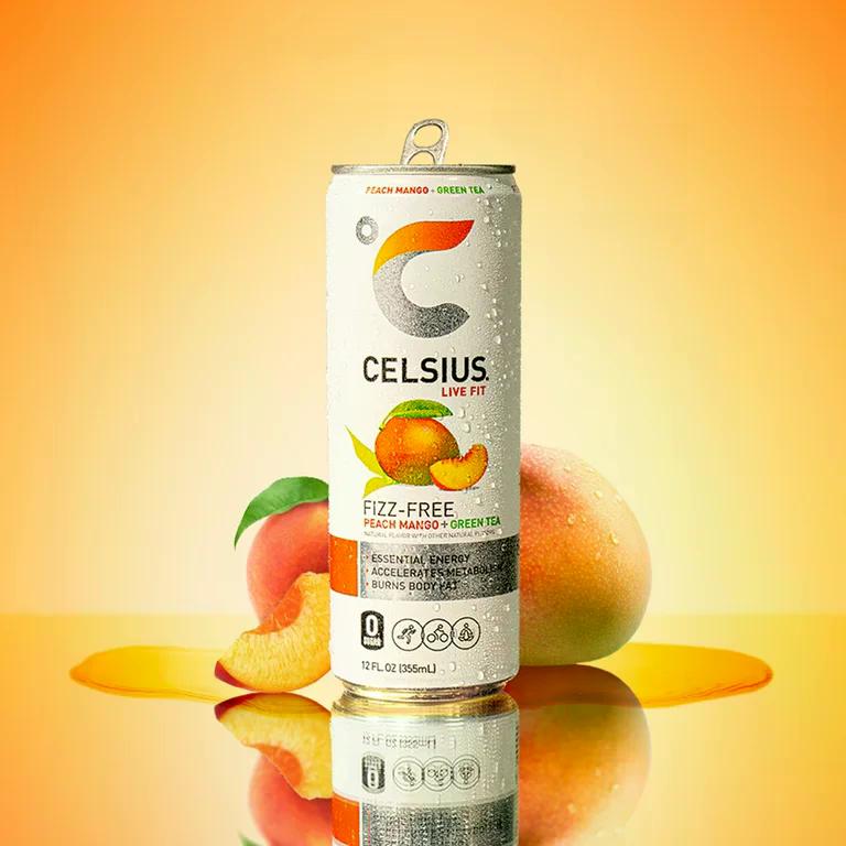 CELSIUS Fizz-Free Peach Mango & Green Tea 12oz