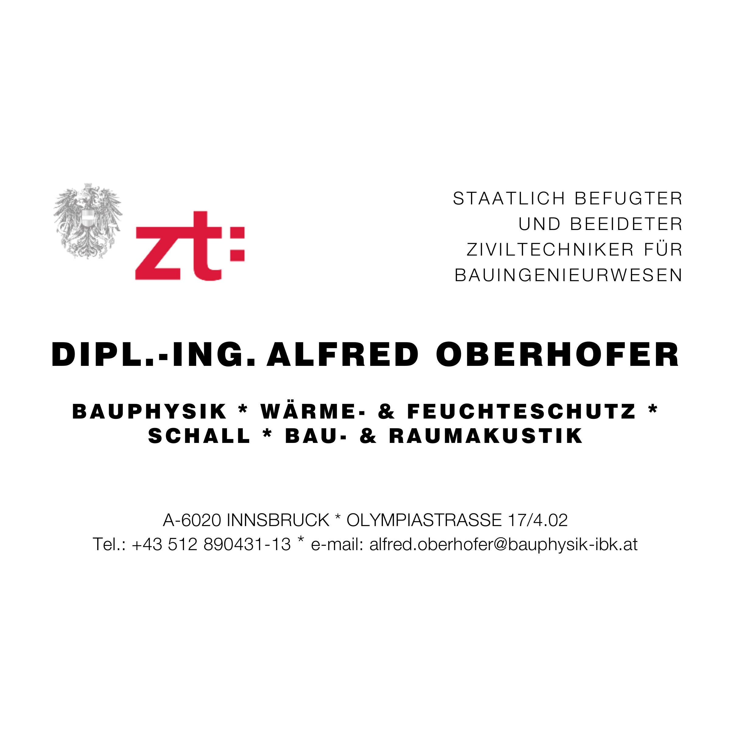 Logo von Oberhofer Alfred Dipl.Ing. ZT