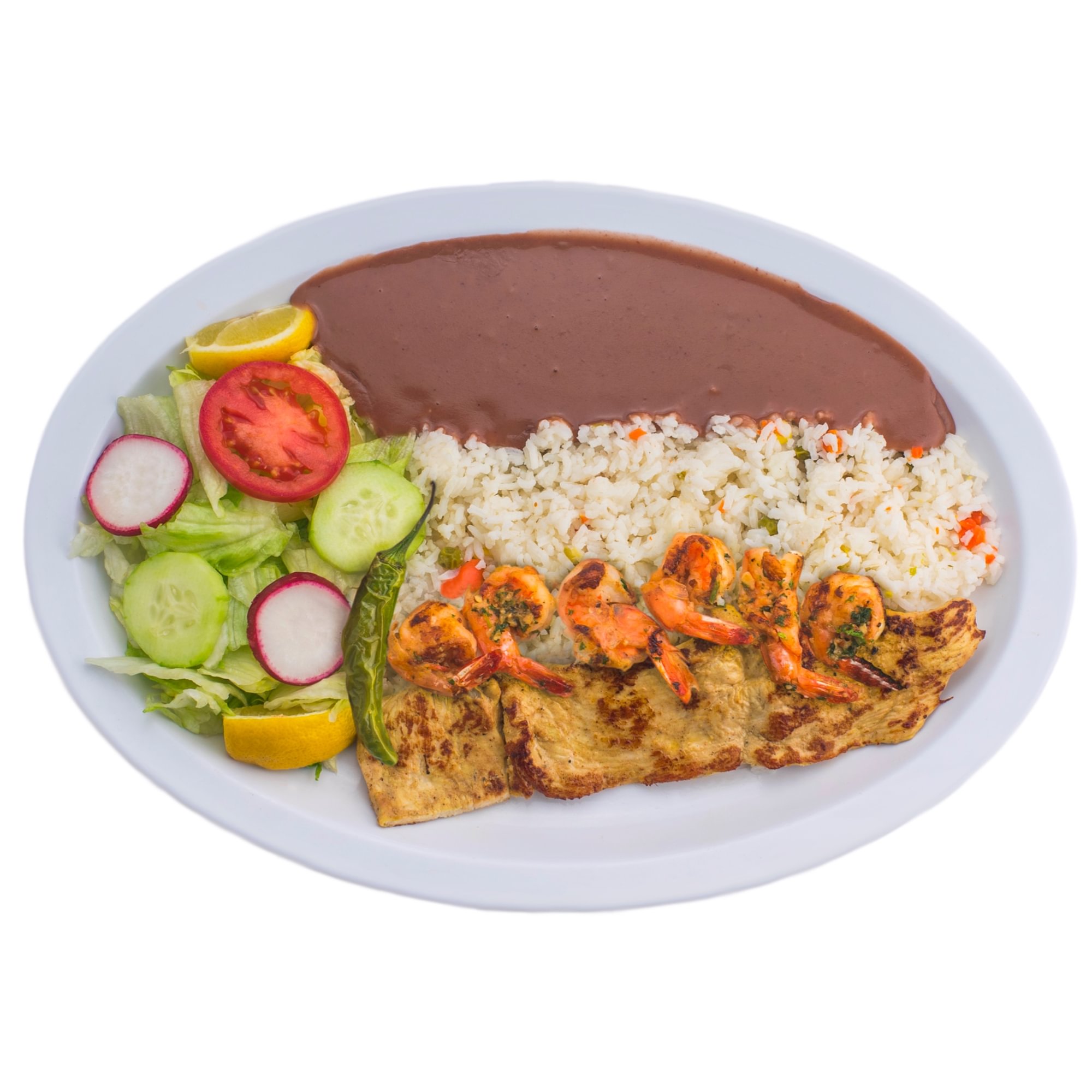 Pechuga De Pollo Y Camarones Al Mojo De Ajo