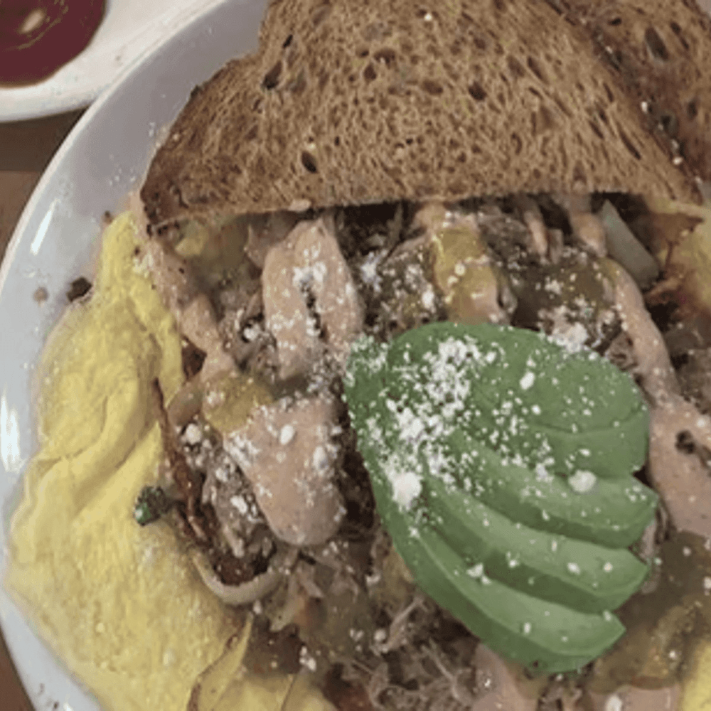 Open Faced Carnitas Omelet
