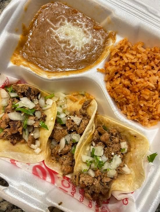 3 Chicken Habanero Tacos w/Rice & Beans
