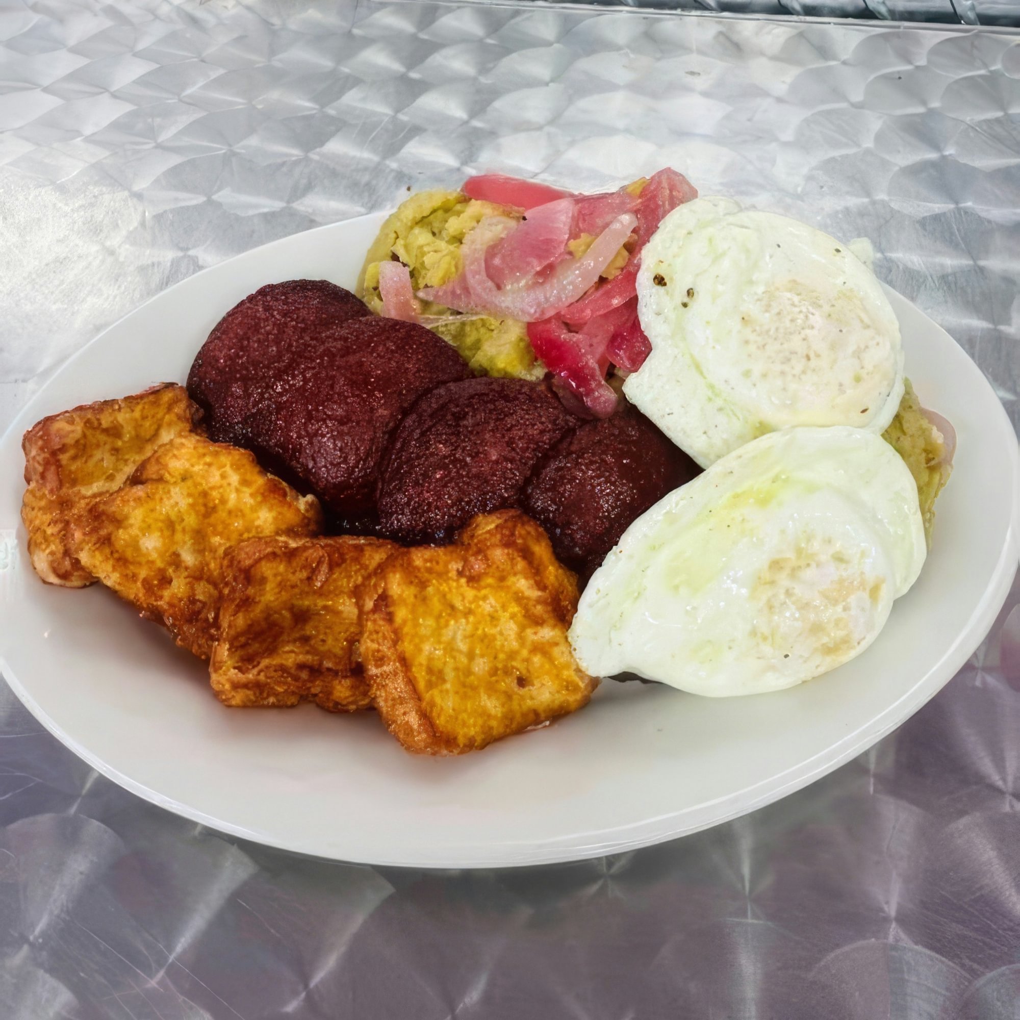 Dominican Breakfast (Fried Egg, Salami, Fried Cheese)