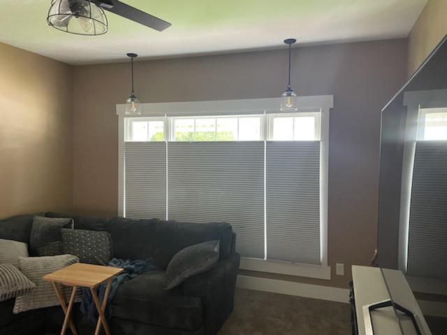 Want to transform the living room into a cozy Netflix-worthy den, even in the daytime? Try our Top-Down, Bottom-Up Cellular Shades! In this Russellville home, they let light in when you want it-or not when you don't!  BudgetBlindsPlainfieldIN  RussellvilleIN  CelllularShades  TopDownBottomUpShades  