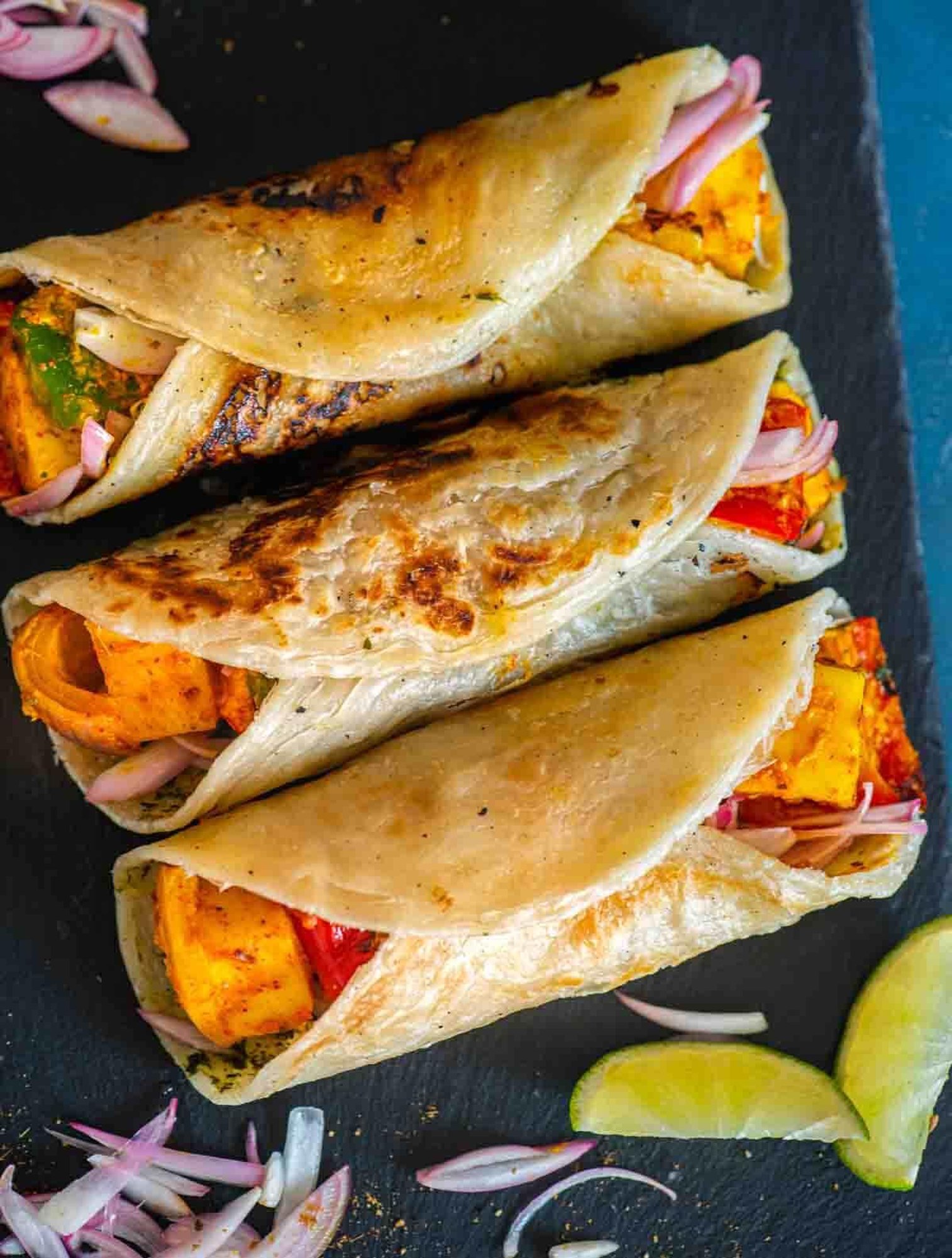 Egg Paneer Kathi Roll