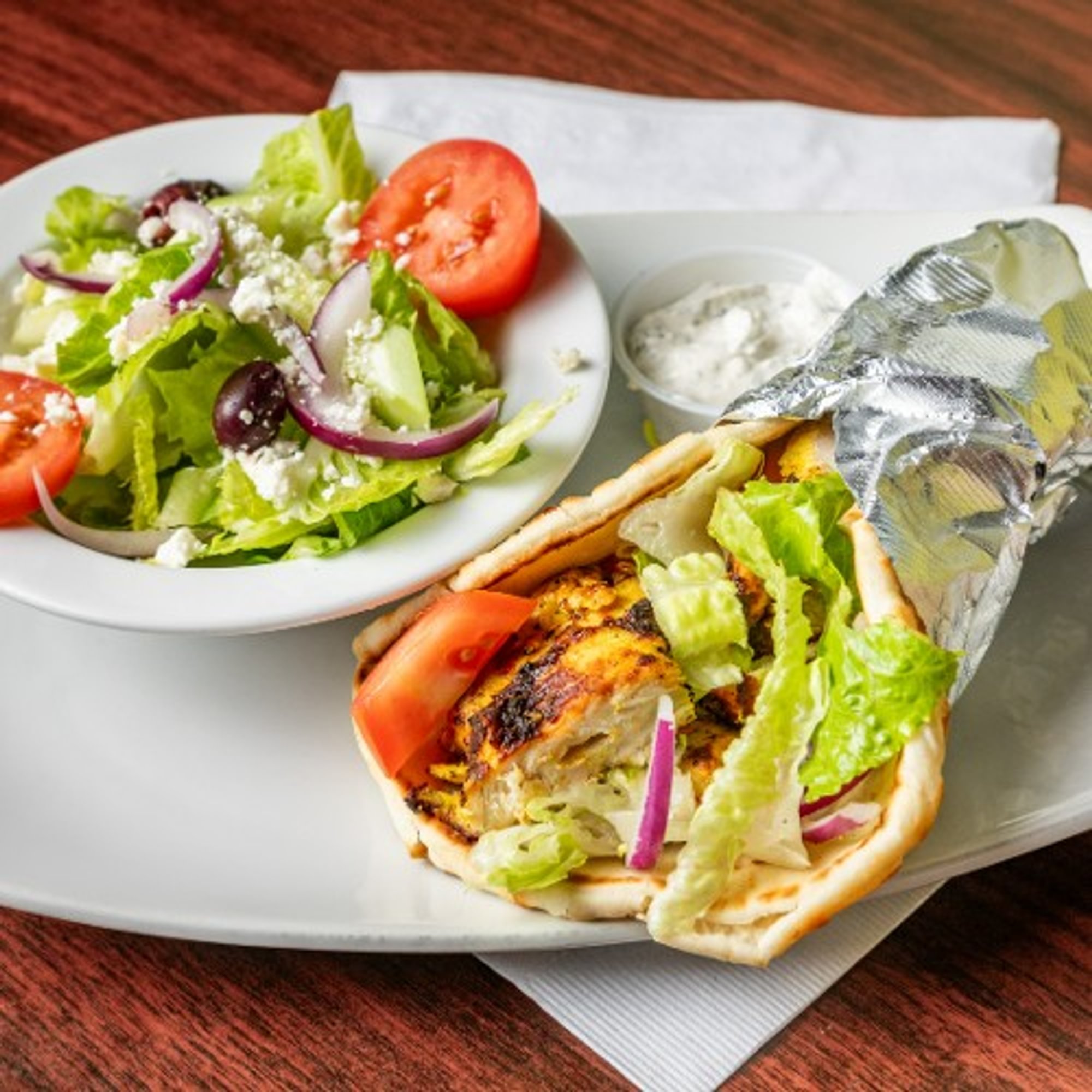 Garlic Chicken Souvlaki Sandwich