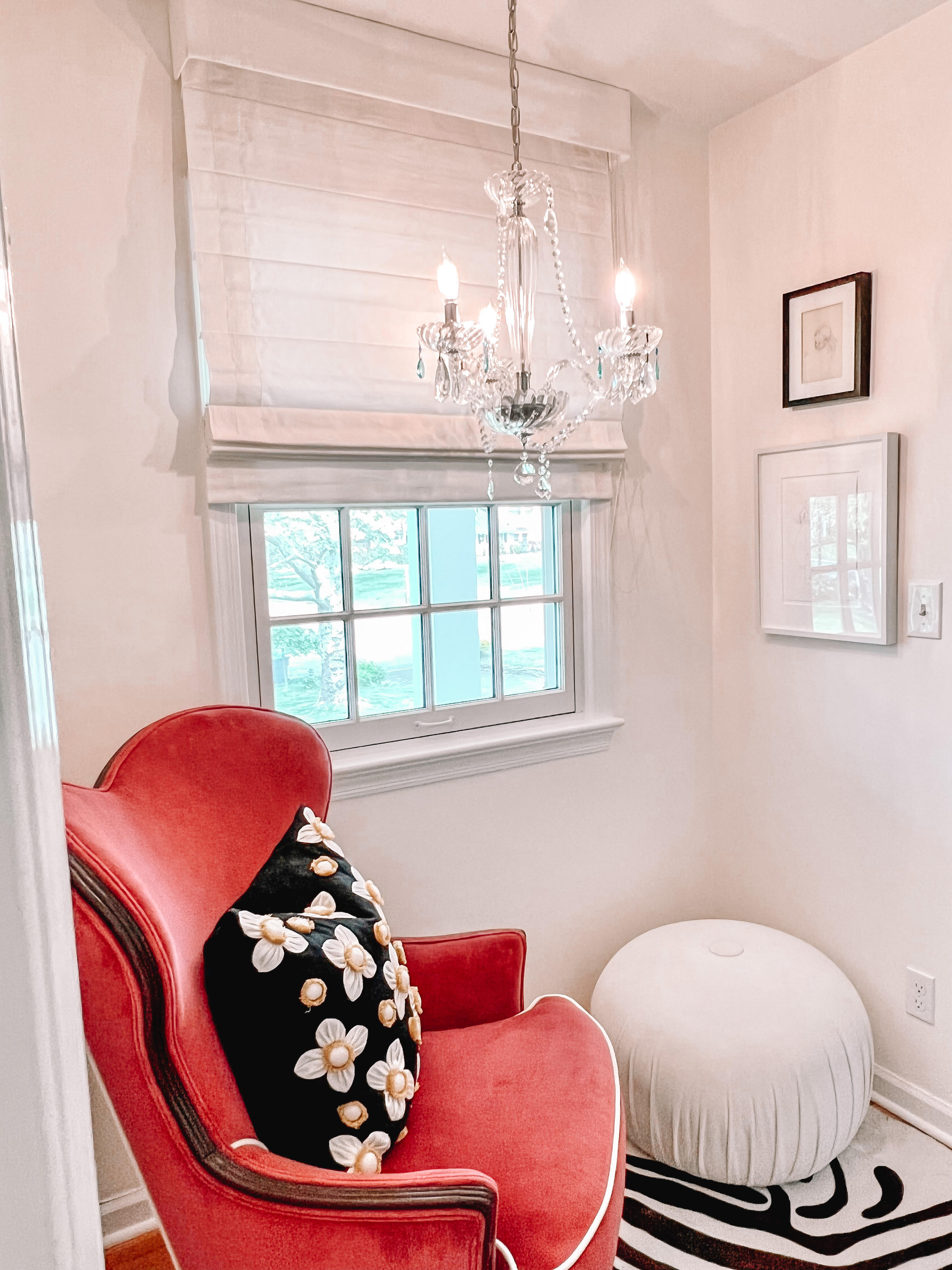 Roman shades are just what this cozy corner needed in Colts Neck, NJ