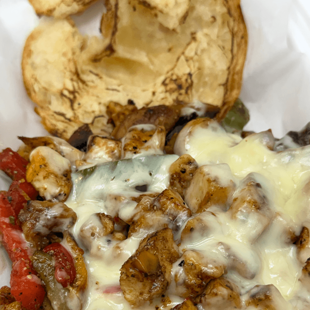 Chicken Philly on a croissant