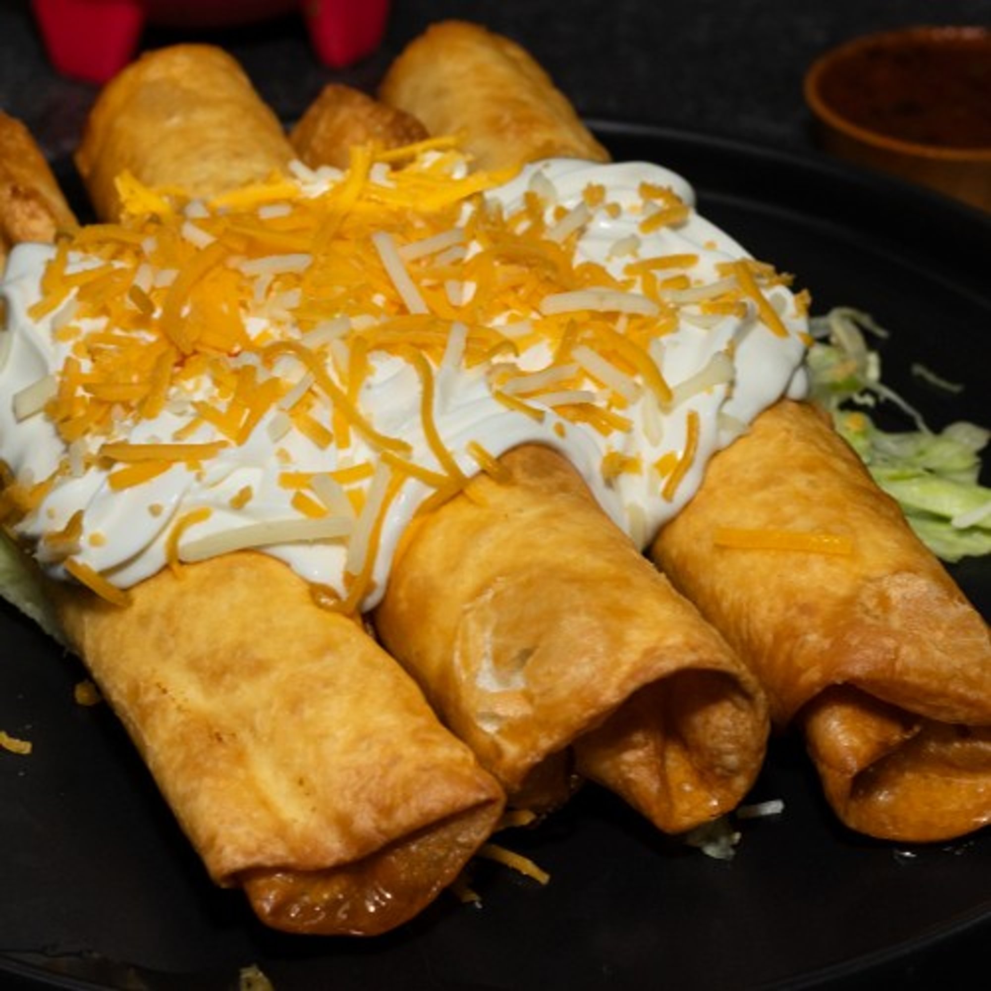3 Flautas with Sour Cream